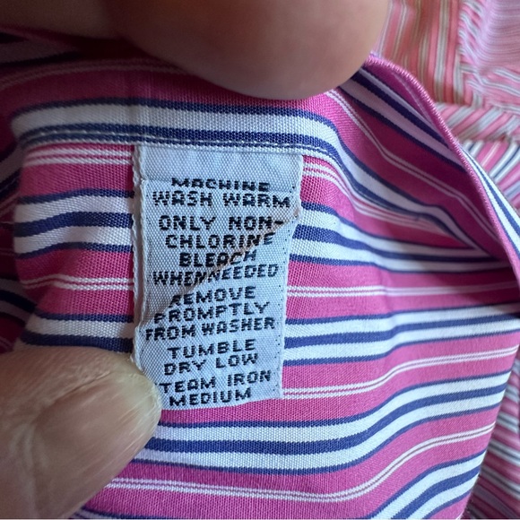 Ralph Lauren Shirt Men's L (16 1/2) Pink & Blue Stripe Classic Fit Button Down - Picture 8 of 9